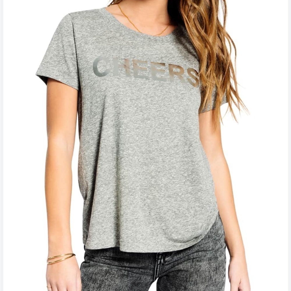 Sol Angeles Cheers Crewneck Short Sleeve Heathered Gray Tee Shirt Sz M